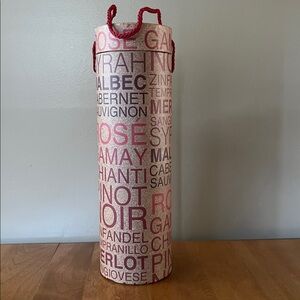 Punch Studio Holiday Round Wine Tote with Red Lettering Accents
